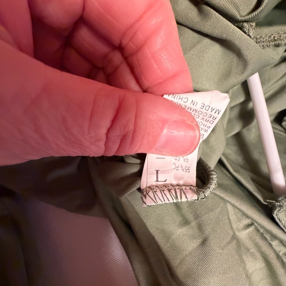 Olive Green Long-Sleeve Twist Front Jumpsuit - Picture 5 of 6